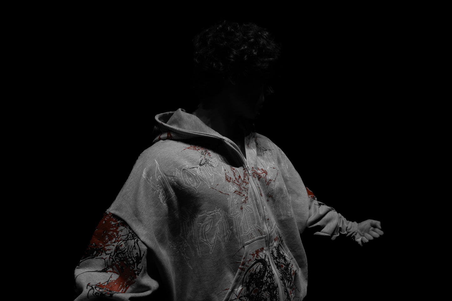 Moletom Zip Up Com Touca Cinza - Skull Crusher Drop