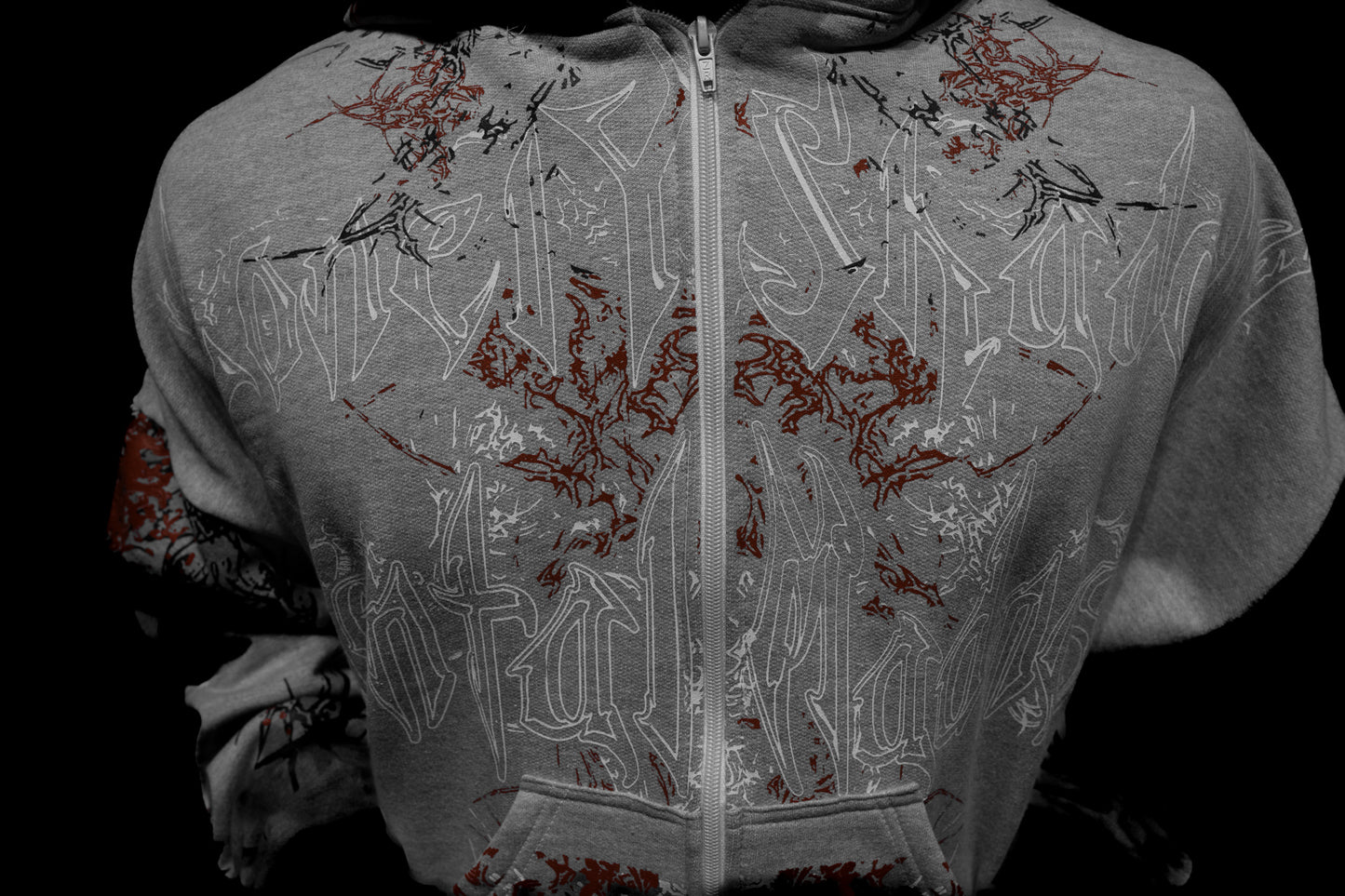 Moletom Zip Up Com Touca Cinza - Skull Crusher Drop