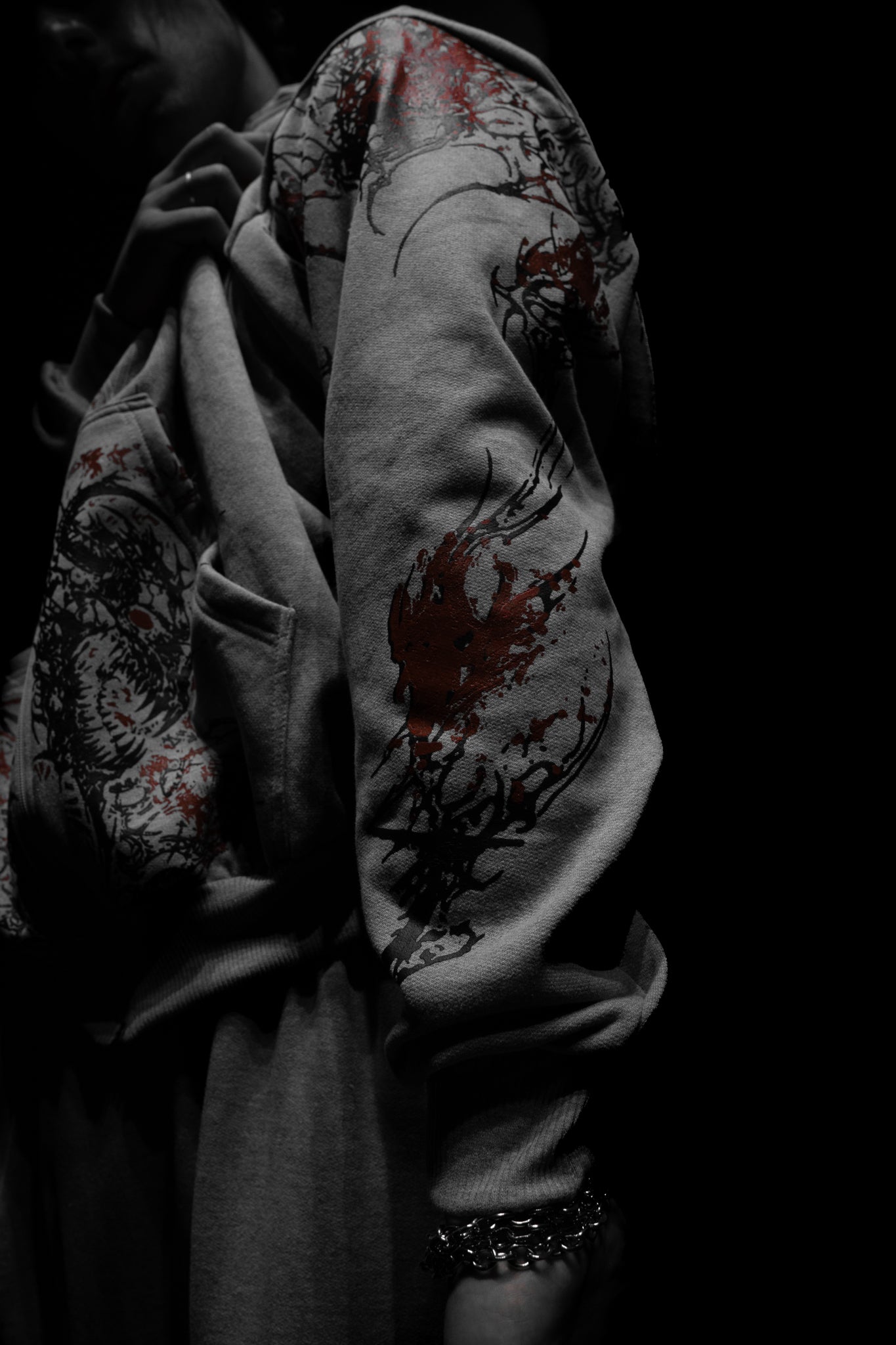 Moletom Zip Up Com Touca Cinza - Skull Crusher Drop